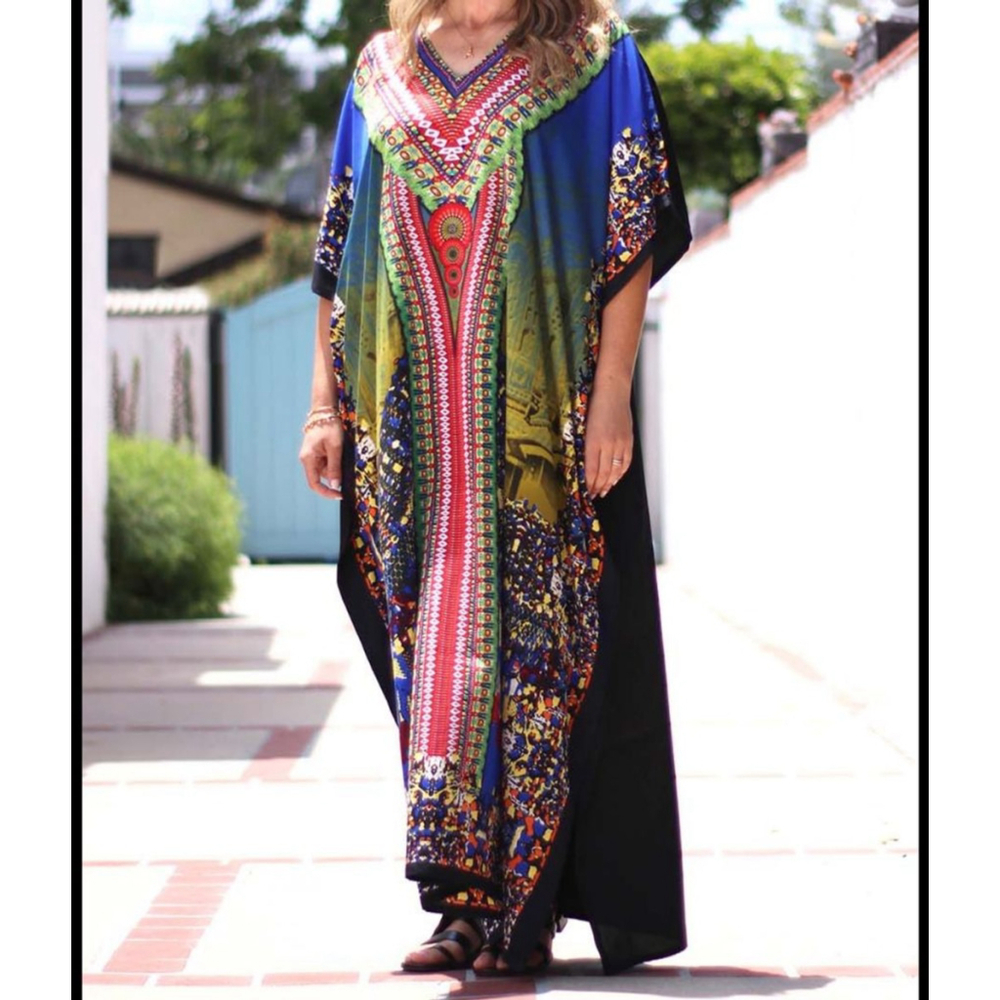 Winlar Kaftan MuMu Caftan One Size Fits All Free Size 100% Polyester Maxi